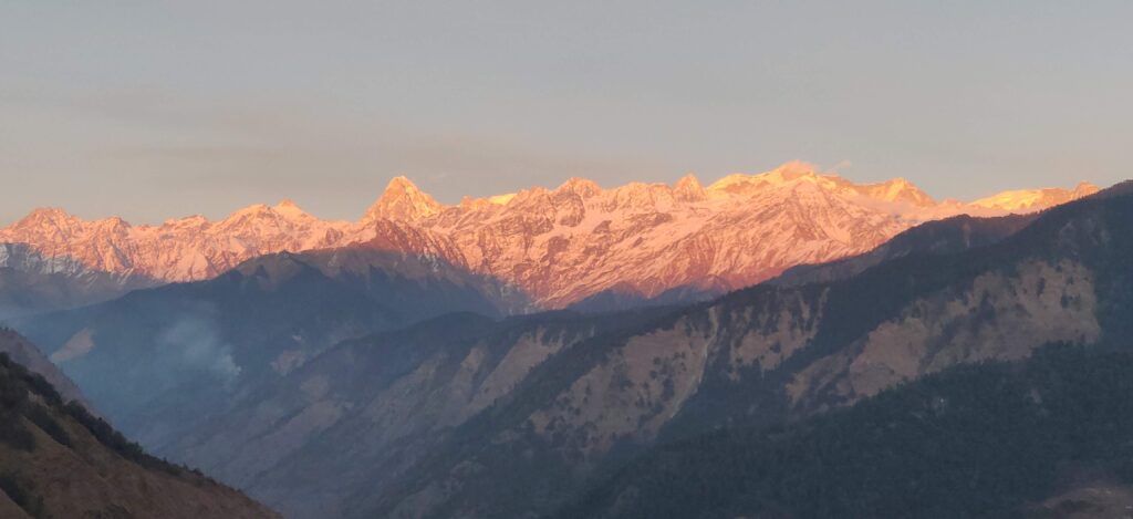 Raithal campsite mountain sunset view